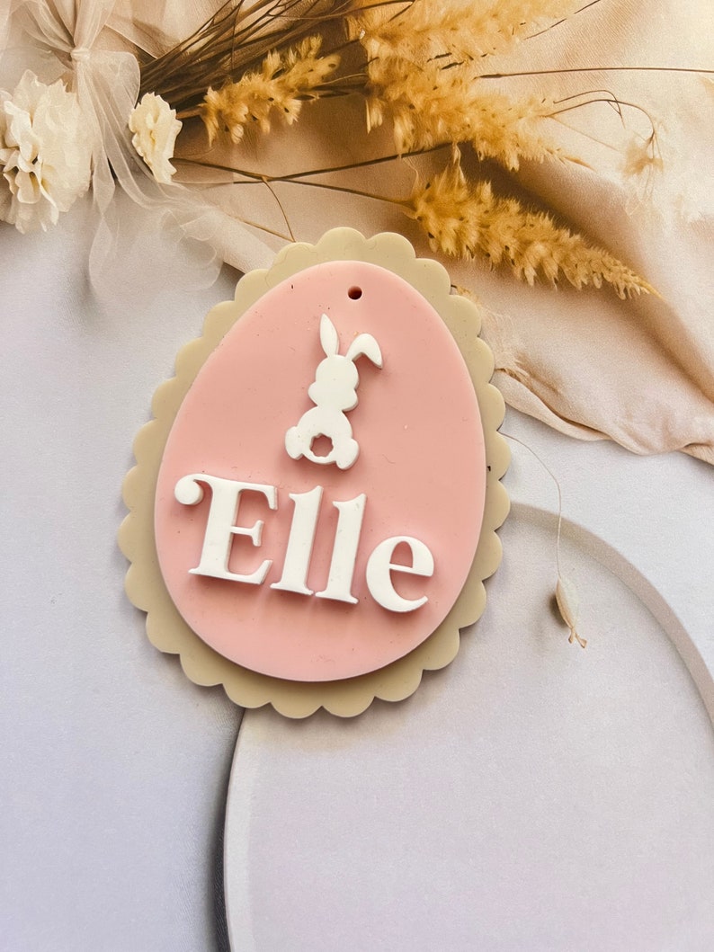 Pastel Easter Tags - Personalised laser cut hamper tags - personalised easter gift tag personalised custom easter egg - Easter egg tag Pastel Pink