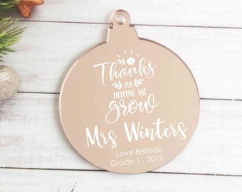 Teacher Ornament personalised teacher christmas gift Christmas ornament for teachers 2019 teacher bauble thank you teacher gift xmas