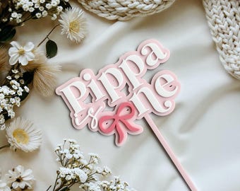 Adorno para tarta de primer cumpleaños// Un adorno/dos adornos/Un nombre personalizado/Adorno de lazo