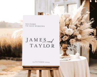 Letrero de bienvenida de boda moderno / Letrero de bienvenida de acrílico / Tablero de bienvenida / Letrero de boda blanco / Letrero de evento / Letrero de boda minimalista