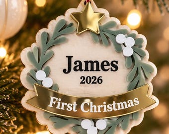 Personalised Newborn Christmas Ornament 2026 | First Christmas Baby |  Keepsake Gift