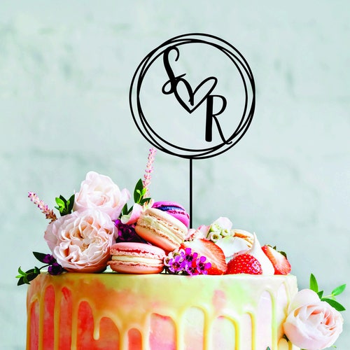 Décoration de gâteau de mariage coeur personnalisé - décoration de gâteau de gâteau de mariage - décoration de gâteau acrylique noir bois or - gâteau moderne