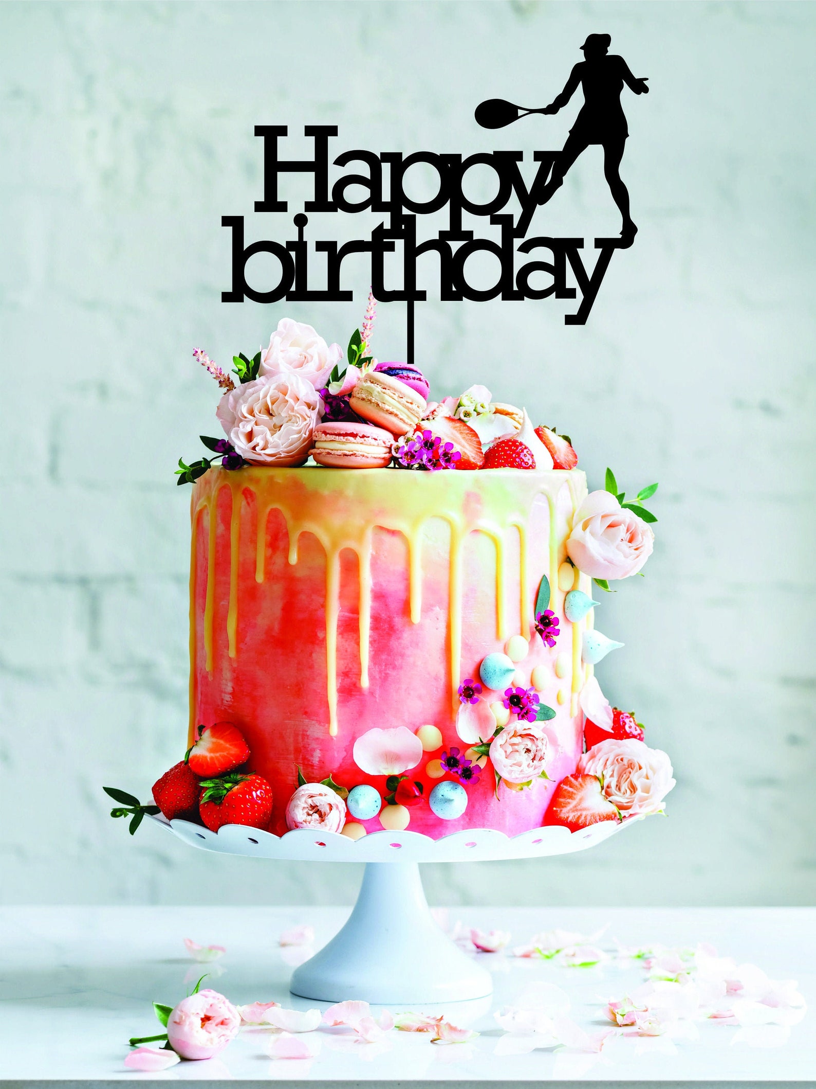 Happy Birthday Tennis Cake Topper Tennis Cake Topper Cake Etsy