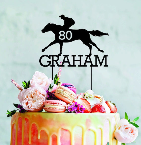 Race Horse Racing Custom Acrylic Personalised Birthday Cake Etsy