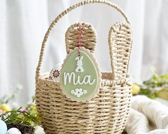 Etiqueta personalizada para huevos de Pascua: flor cortada a láser y decoración para cesta de conejito