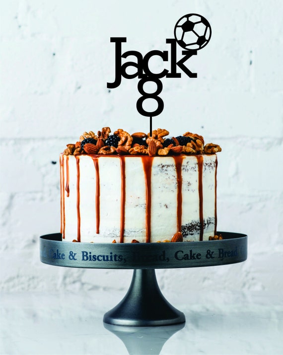 Personalised Name Acrylic Cake Topper Football Theme Birthday