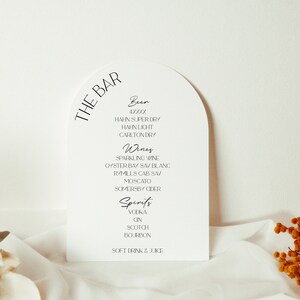 Acrylic Bar Menu Sign Black Acrylic Arched Bar Menu Modern Event Drinks List - Wedding Engagement Drink in love personalised menu