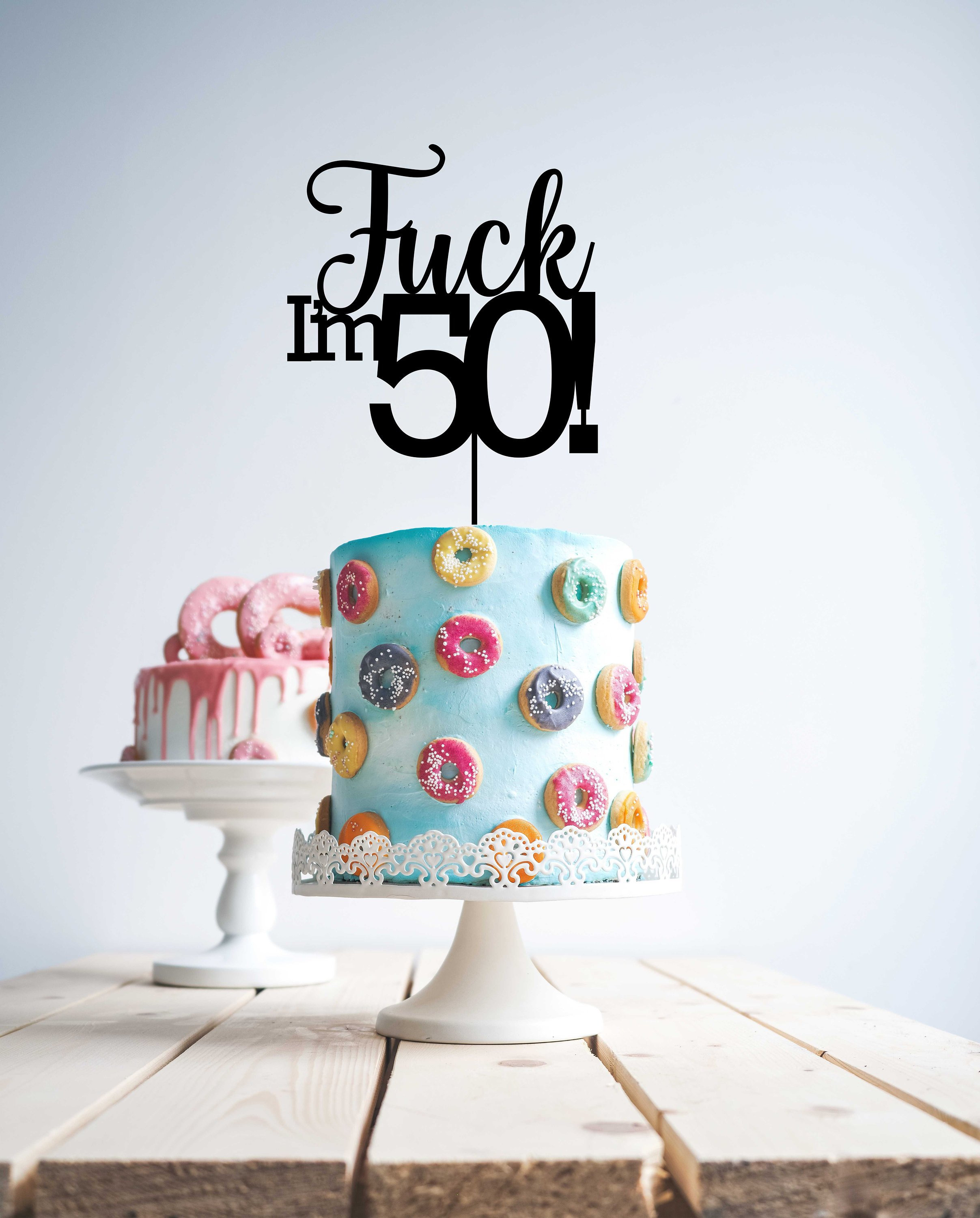 3 Décorations Gâteau 50 Ans En Bois DazzJoy - Message 'Happy 50th Birthday' - Pour Anniversaire Et Fête