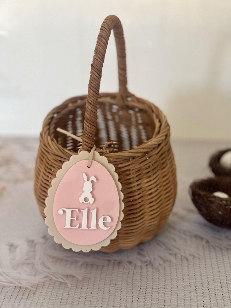 Pastel Easter Tags - Personalised laser cut hamper tags - personalised easter gift tag personalised custom easter egg - Easter egg tag bild 1