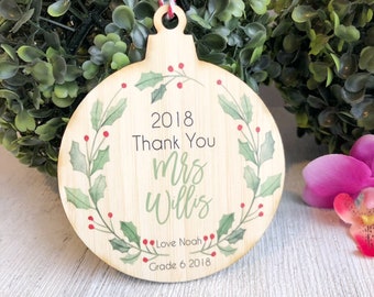 Teacher Ornament personalised teacher christmas gift Christmas ornament for teachers 2023 teacher bauble thank you teacher gift xmas