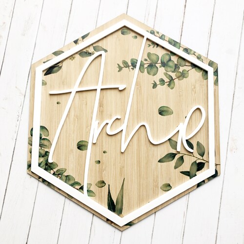 Custom Wood Nursery Name Sign Personalised Wood Gold Mirror Etsy