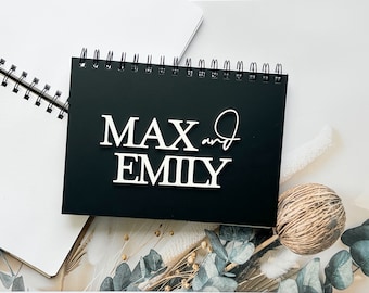 Wedding Guest Book - Engagement couple - Wood personalised eucalyptus eucalypt native Timber wedding couple initials monogram  guest signing