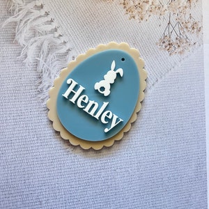 Pastel Easter Tags - Personalised laser cut hamper tags - personalised easter gift tag personalised custom easter egg - Easter egg tag Blue