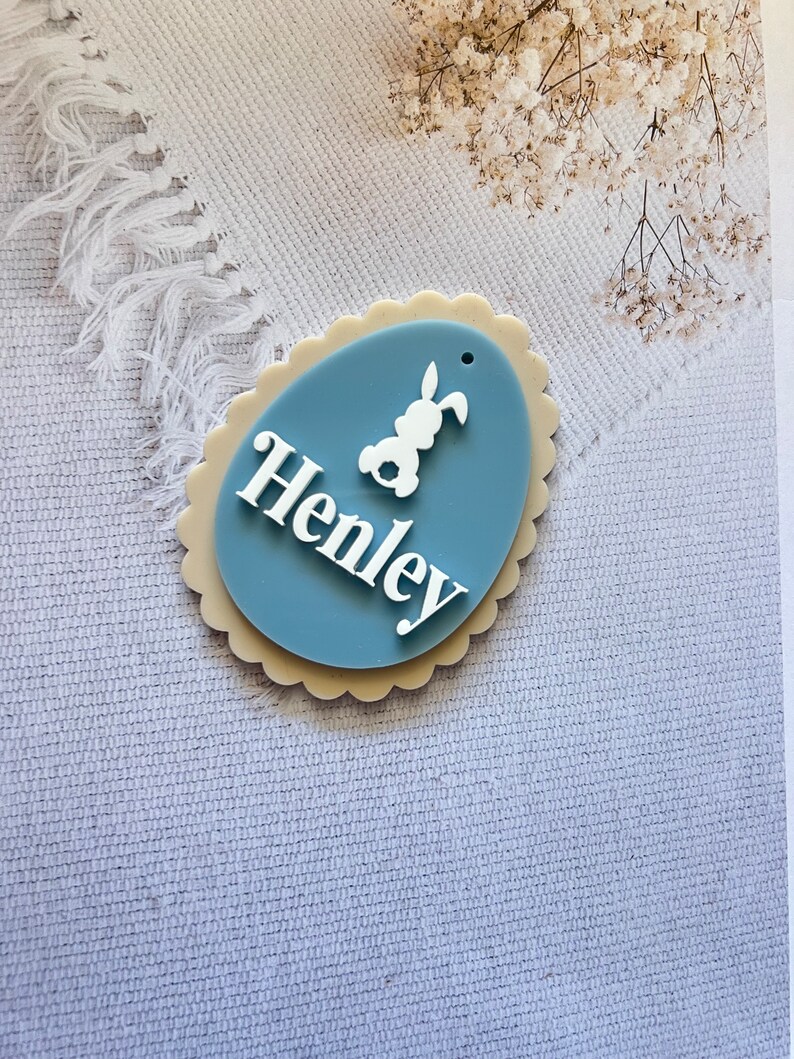 Pastel Easter Tags - Personalised laser cut hamper tags - personalised easter gift tag personalised custom easter egg - Easter egg tag Blue