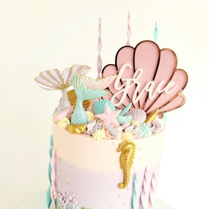 Mermaid Shell cake topper | Personalised Beach cake topper / customised Shell cake topper | |under the sea 1st 2nd 3rd birthday