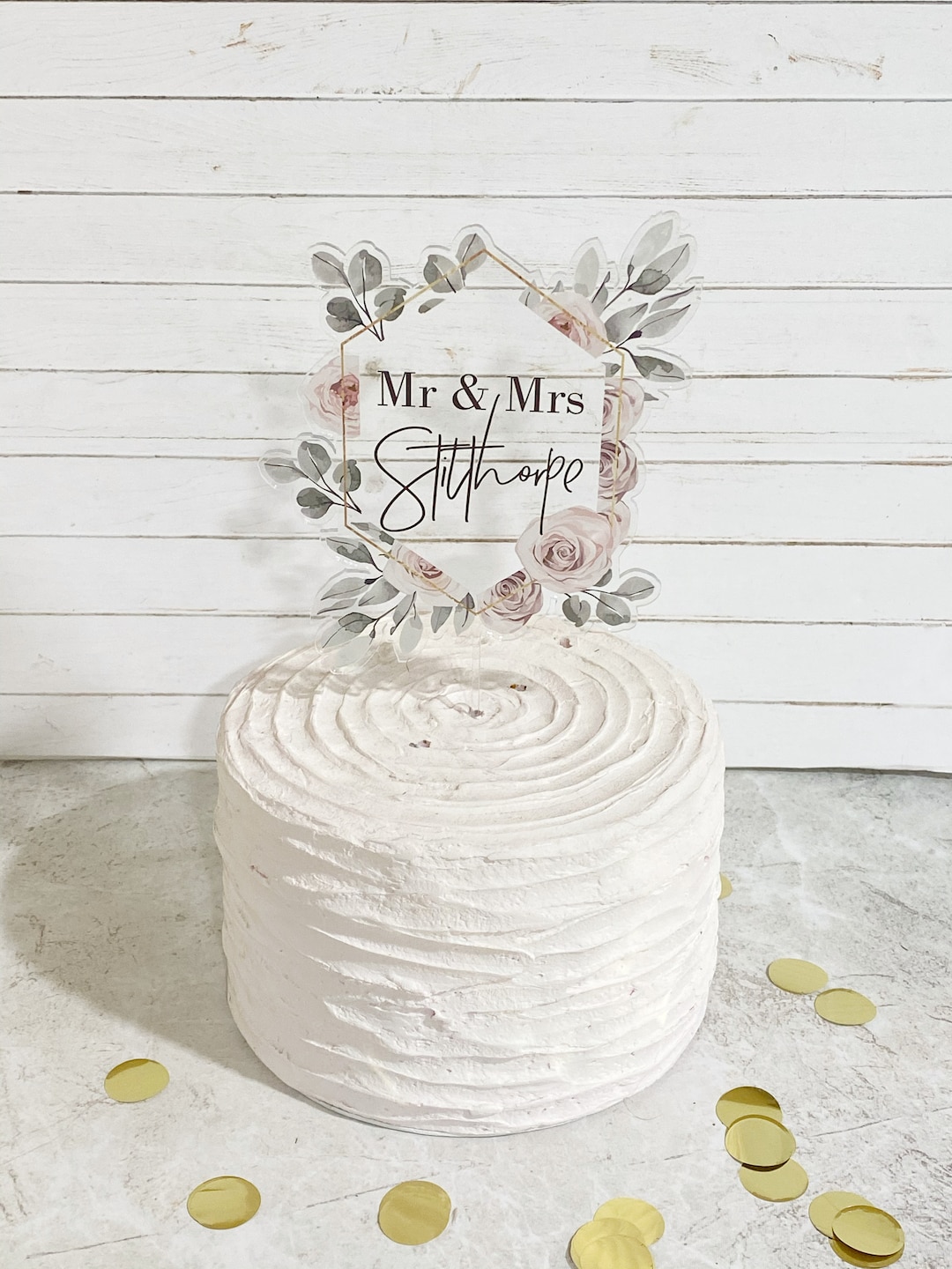 Custom Wedding Cake Topper Personalized With Last Name Mr And Mrs Gold Glitter E - Foto 6