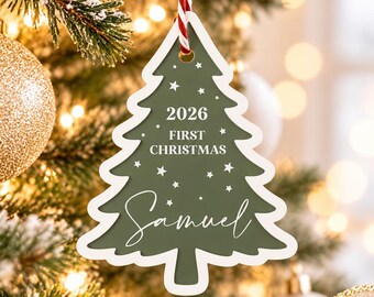 Personalised Baby's First Christmas Ornament 2026 | Custom Acrylic Christmas Bauble | Baby Keepsake | First Christmas Gift | Name Decoration