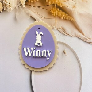 Pastel Easter Tags - Personalised laser cut hamper tags - personalised easter gift tag personalised custom easter egg - Easter egg tag Purple