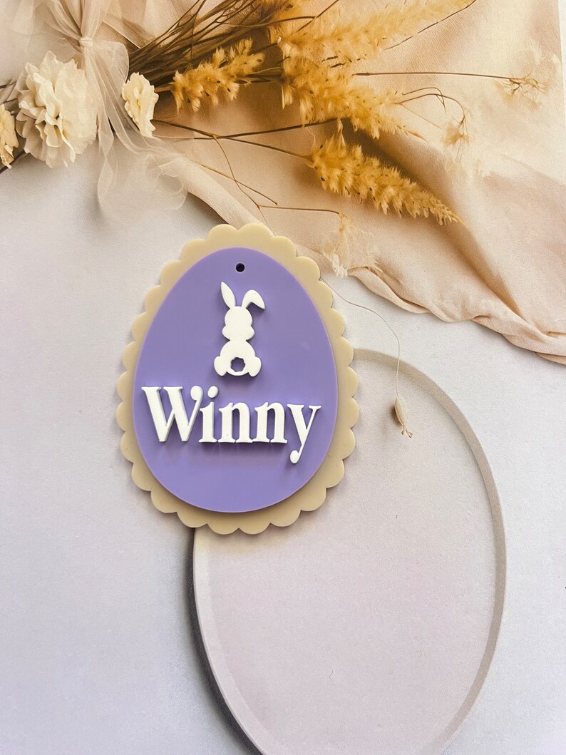 Pastel Easter Tags - Personalised laser cut hamper tags - personalised easter gift tag personalised custom easter egg - Easter egg tag Purple