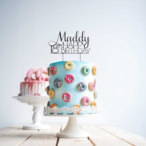 Custom birthday 18 Eighteen 18th gold mirror cake topper cake decoration name personalised Cake Toppers Cake Decoration name