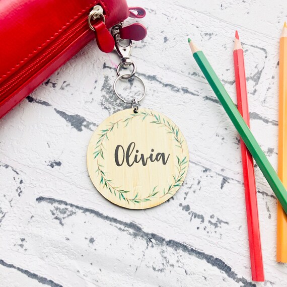 wooden name bag tags