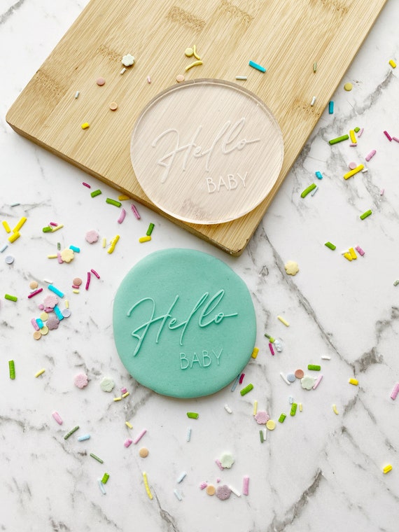 Hello Baby Custom Cookie fondant stamp - Baby Shower Cookie stamp - Oh baby fondant stamp - Cookie Debosser