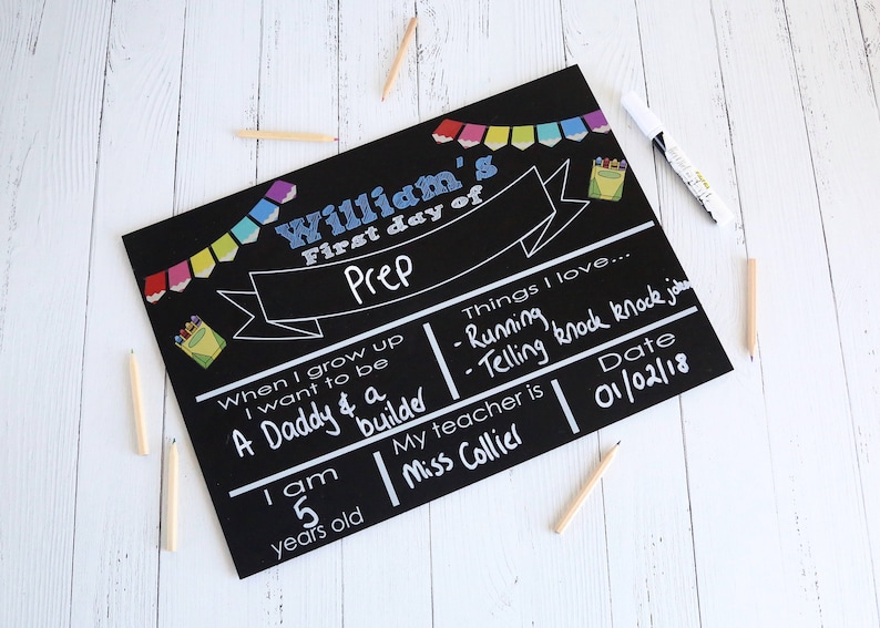 First Day of School Board Personalised Resalable Chalkboard Etsy