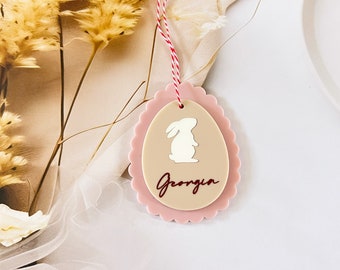 Pastel Easter Tags - Personalised laser cut hamper tags - personalised easter gift tag personalised custom easter egg - Easter egg tag