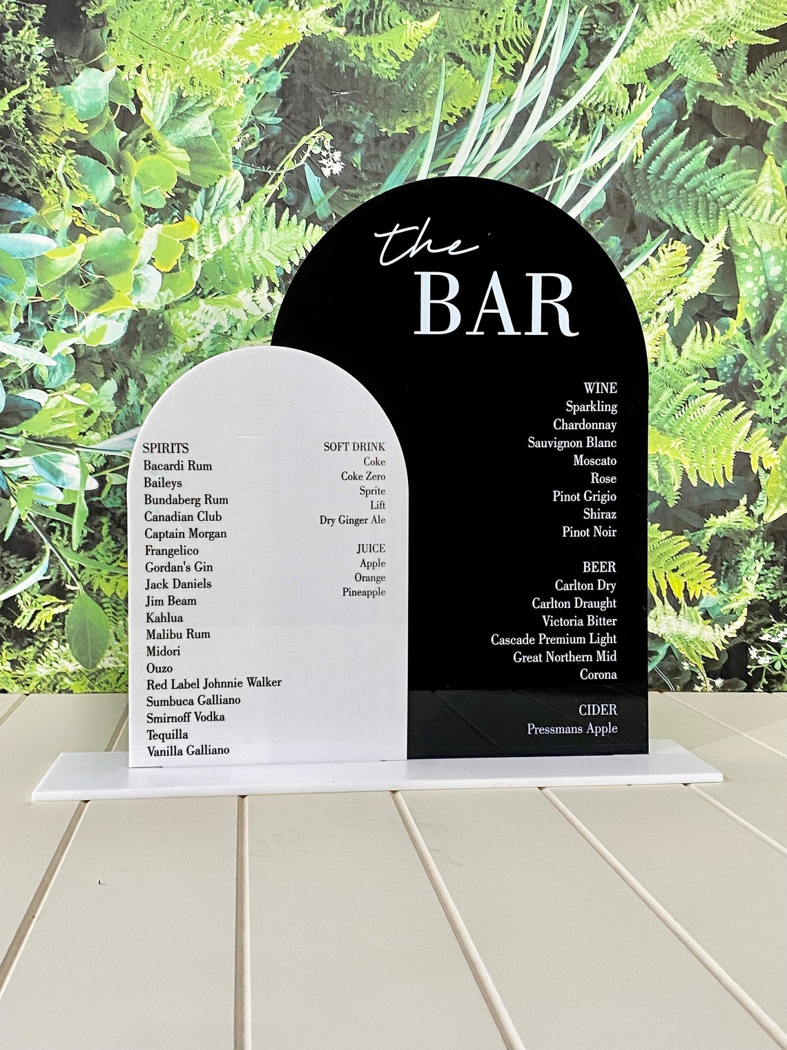 Two Layer Acrylic Bar Menu Sign Black Acrylic Arched Bar Menu - Etsy