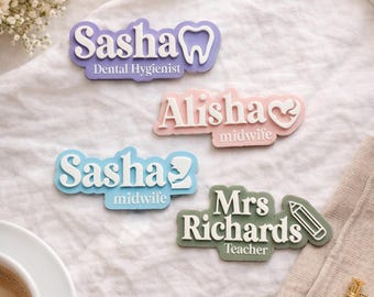 Insignia de nombre personalizada con icono / Insignia de nombre de enfermera / Etiqueta de nombre magnética 3D personalizada / Insignia de nombre divertida / Doctor / Enfermera / Etiqueta de nombre médica