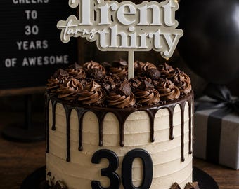 Adorno personalizado para tarta de 30 cumpleaños para hombre / Adorno con nombre personalizado / Decoración acrílica para tarta de 30 cumpleaños / Decoración para fiesta de cumpleaños masculina