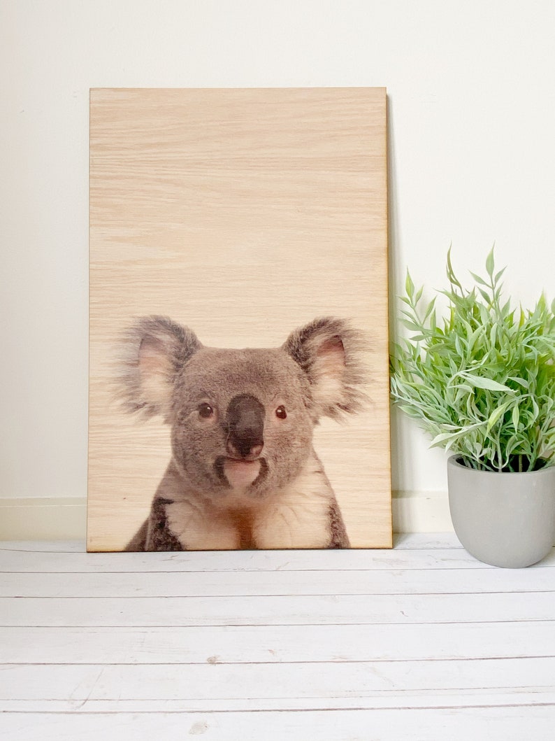 Wood Koala Print Australian Animal Wood photo Nursery Wall Etsy