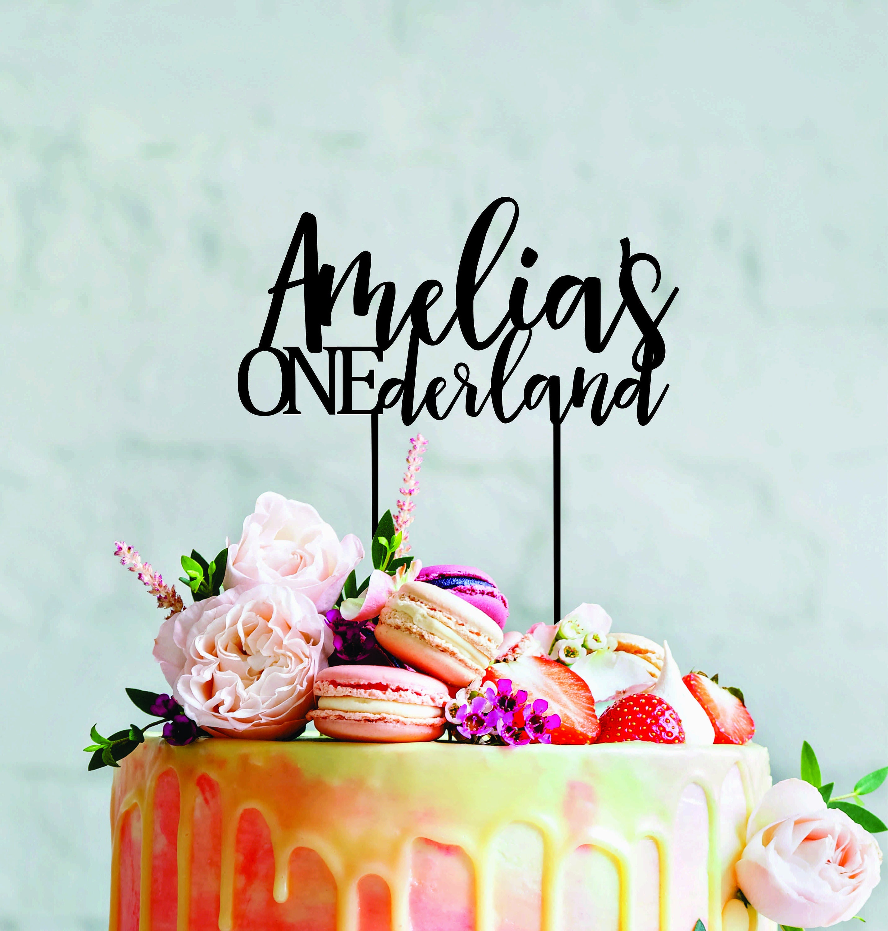 1st Birthday Cake Topper, Alice in Wonderland Party Decorations, Onederland  Cake Topper, Wood Cake Topper, First Birthday Girl, One Year Old 