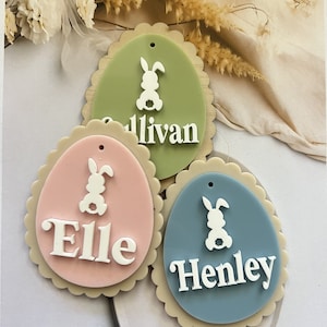 Pastel Easter Tags - Personalised laser cut hamper tags - personalised easter gift tag personalised custom easter egg - Easter egg tag bild 3