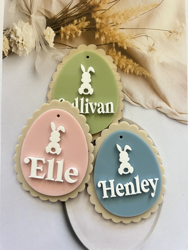 Pastel Easter Tags - Personalised laser cut hamper tags - personalised easter gift tag personalised custom easter egg - Easter egg tag bild 3