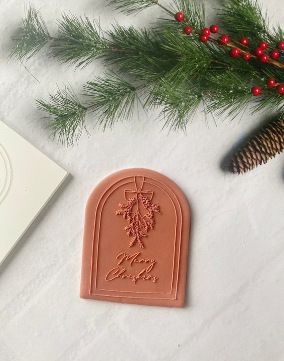 STXM08 - Merry Xmas arch Christmas fondant stamp | Personalised debosser | Christmas Cracker Cookie Embosser | Personalised Cookie Stamp |