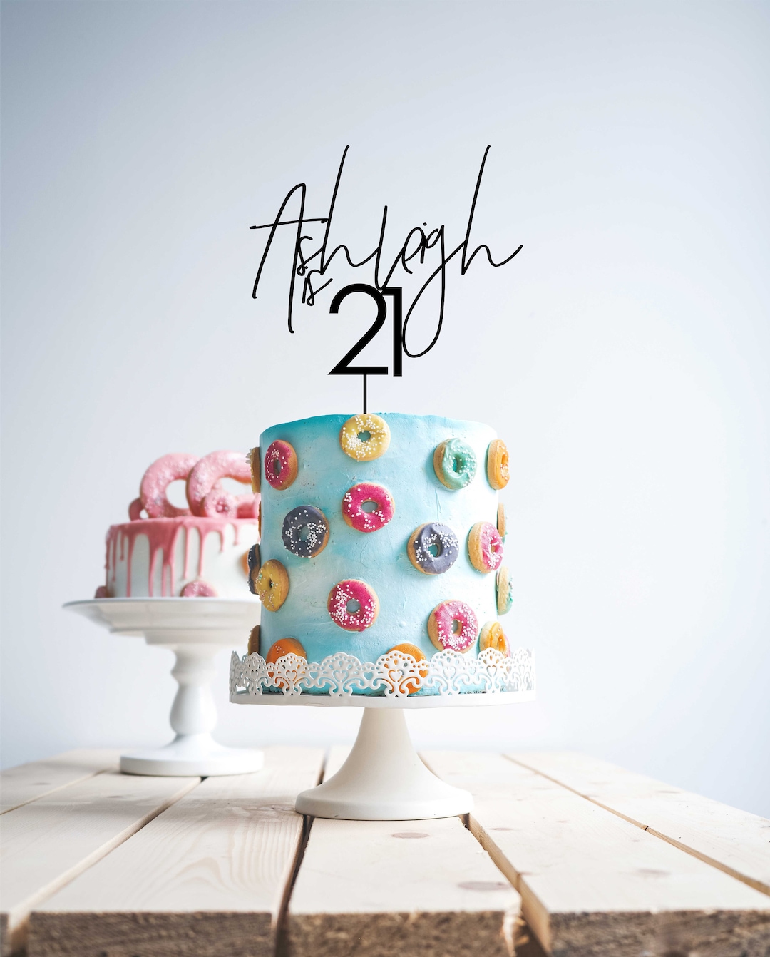 Custom Birthday 21 Twenty One 21st Gold Mirror Cake Topper Cake