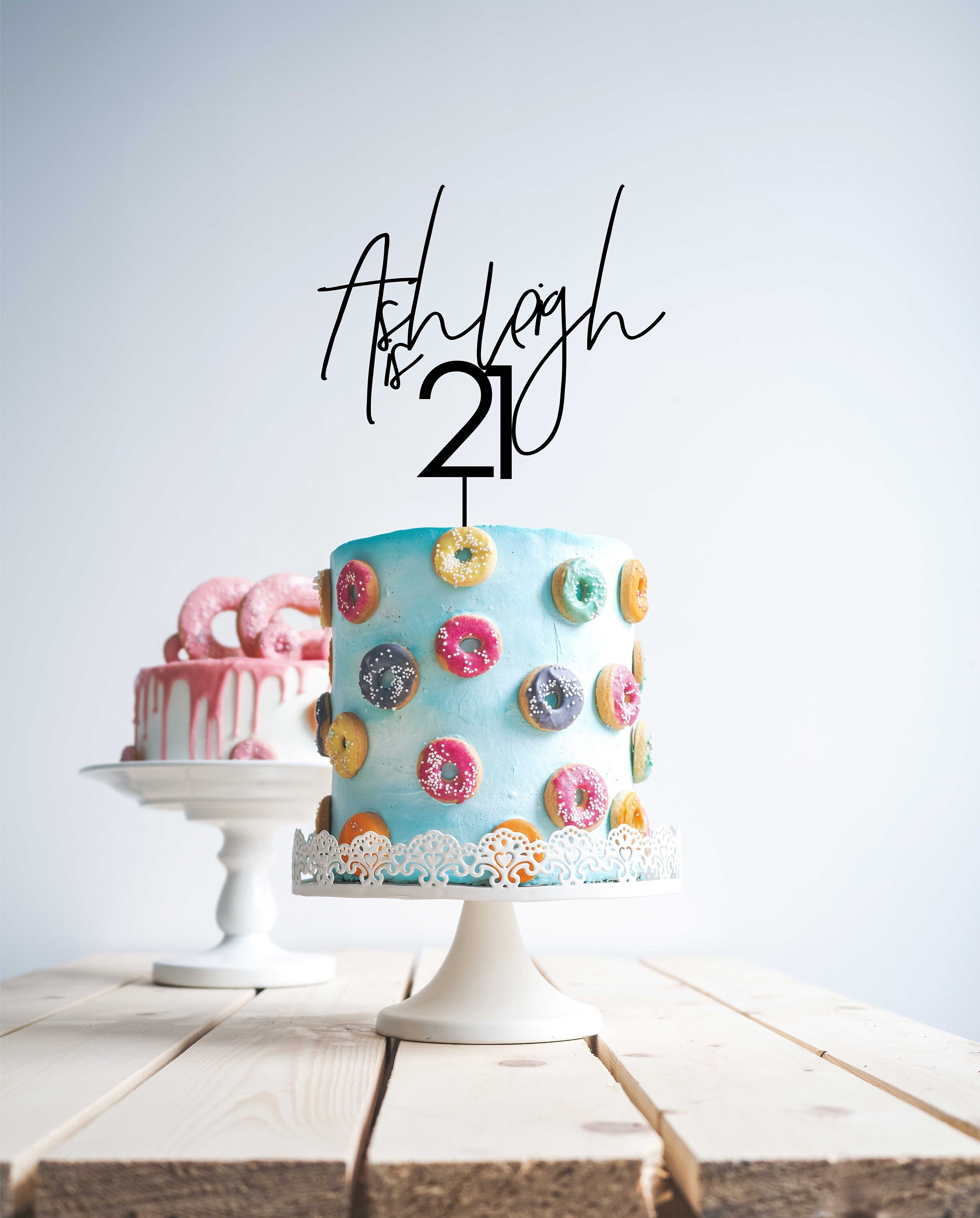 Custom Birthday 21 Twenty One 21st Gold Mirror Cake Topper - Etsy
