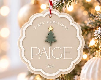 Personalised First Christmas Ornament | Baby Name, 2026 Keepsake (Custom Made)