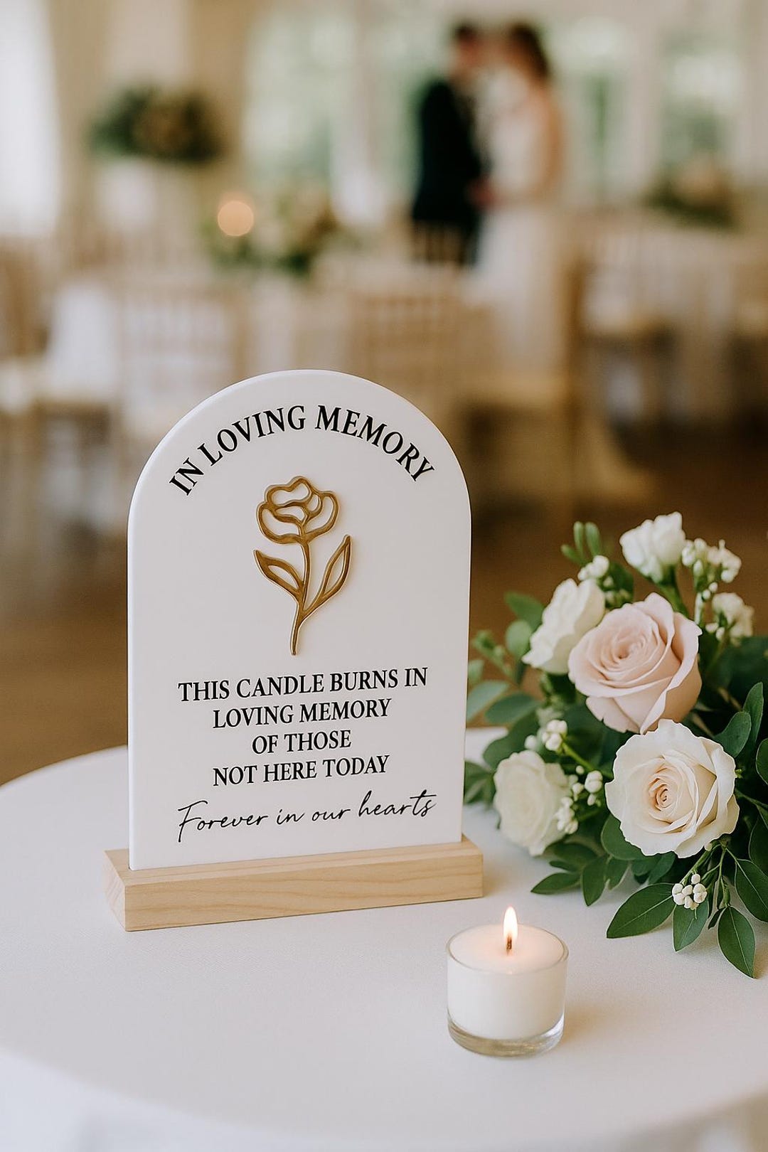 Acrylic in Loving Memory Sign: Wedding Photo Guestbook, Floral Accent ...