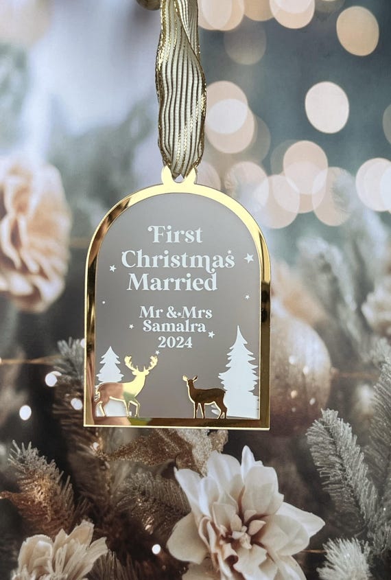Luxe First Christmas Married | Personalised Wedding Xmas Tree Decoration | Christmas Ornament ornament custom xmas decoration 1st Mr & Mrs