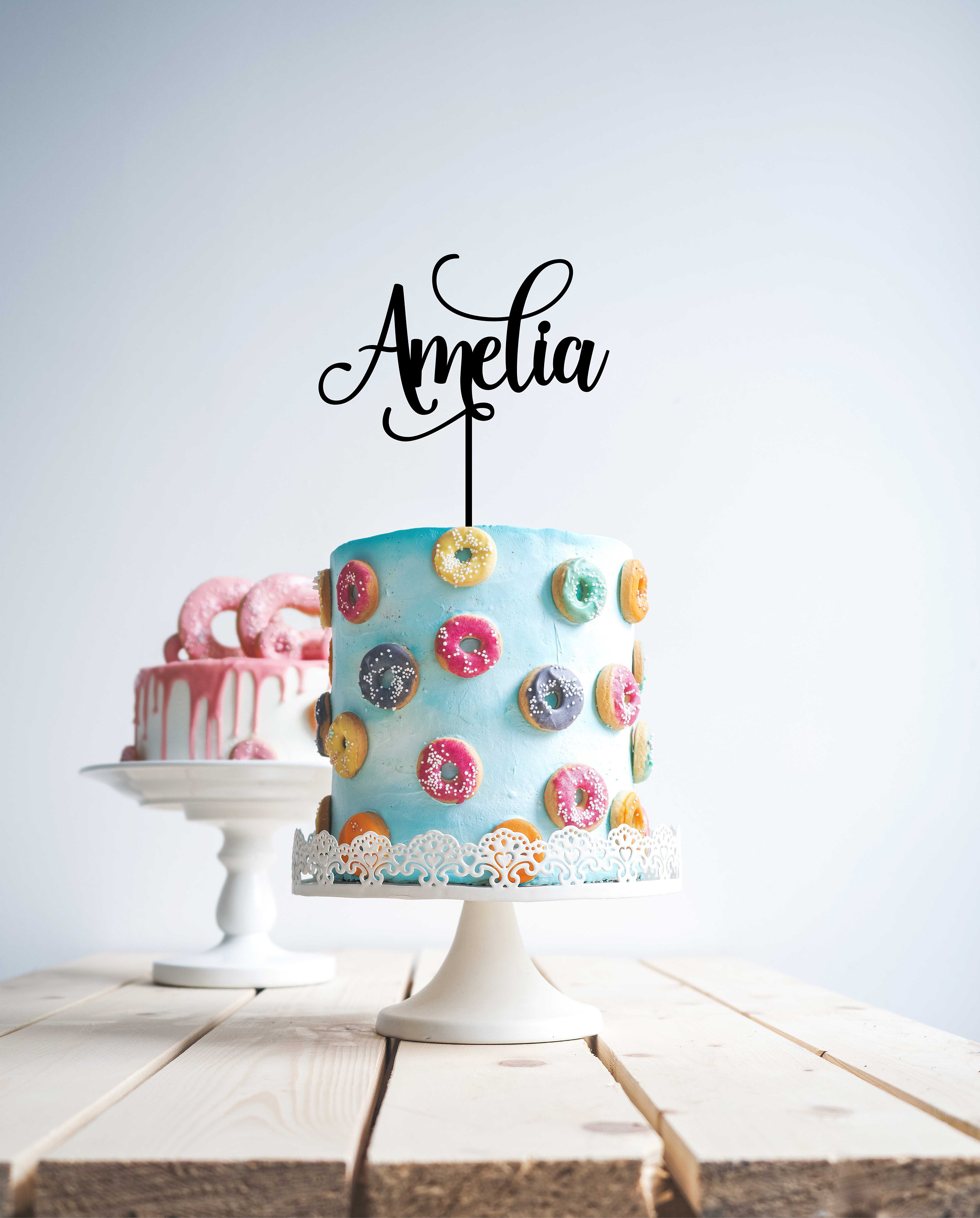 Custom personalised name cake topper happy birthday cake topper cake  decoration decorating 1st personalised cake wood acrylic is age name