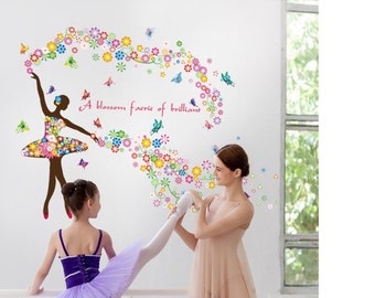 Flower Ballerina Wall Sticker - AW92010Free Shipping