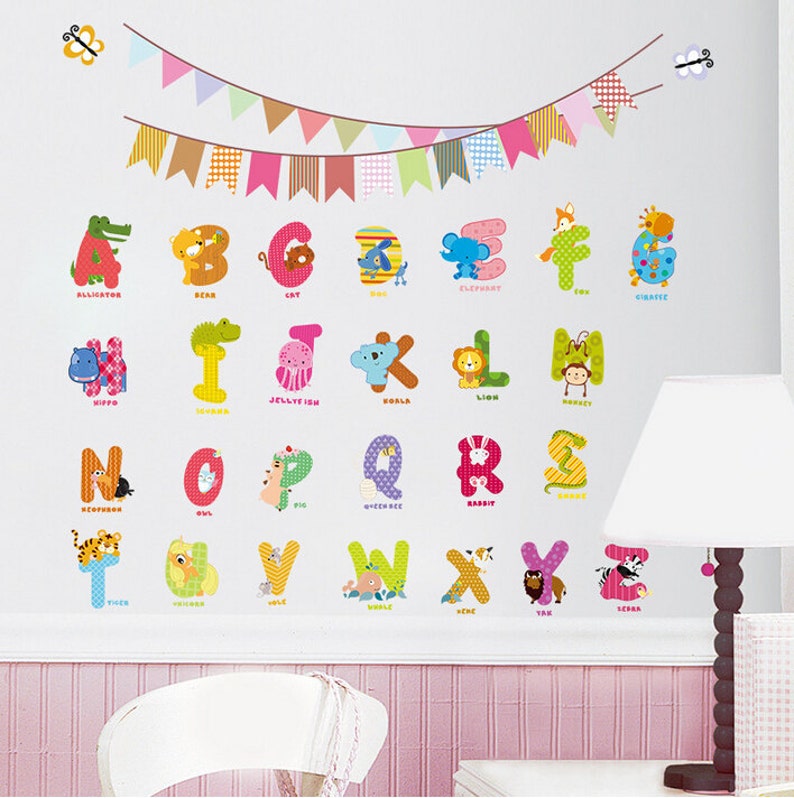 Animal Alphabet Wall Decals for Kids Room AW1312 Etsy Australia