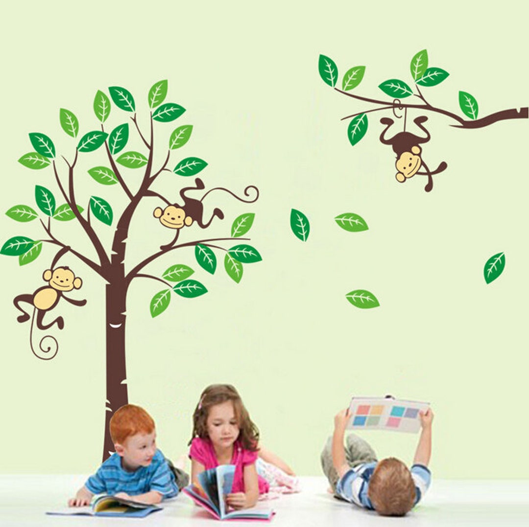 Monkeys in Tree Extra Large Nursery Wall Sticker / Wall Decal ...