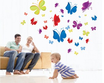 Butterflies Nursery Kids Baby Wall Decals / Wall Stickers - AW7271 Free Shipping