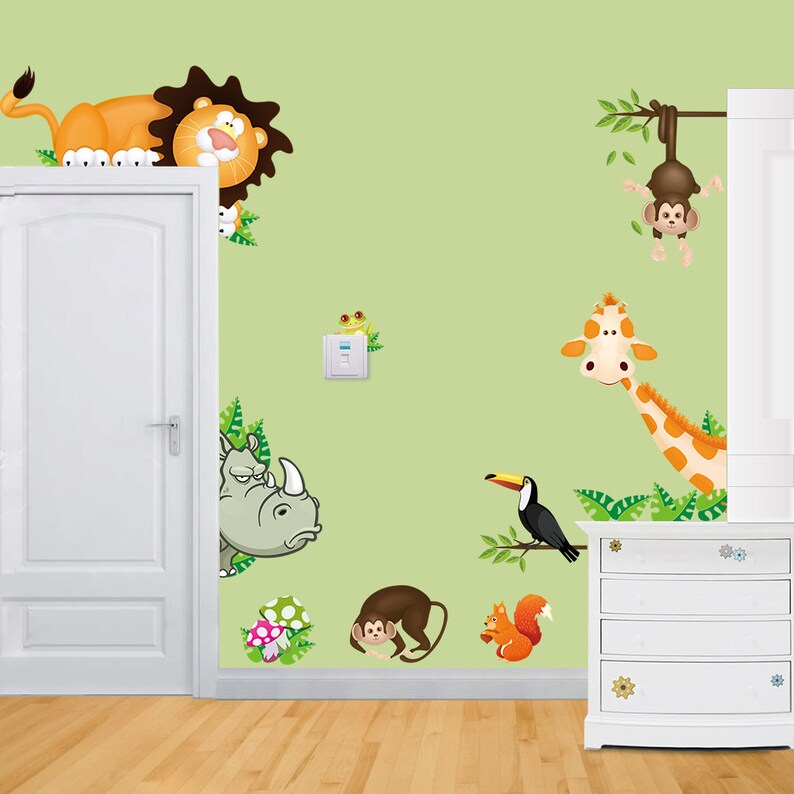 Removable Wall Stickers Jungle Animals Door Surround Stickers AW0001 Free Shipping Bild 3
