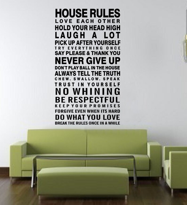 Inspirational Wall Sticker Quotes HOUSE RULES... AW1050 Etsy