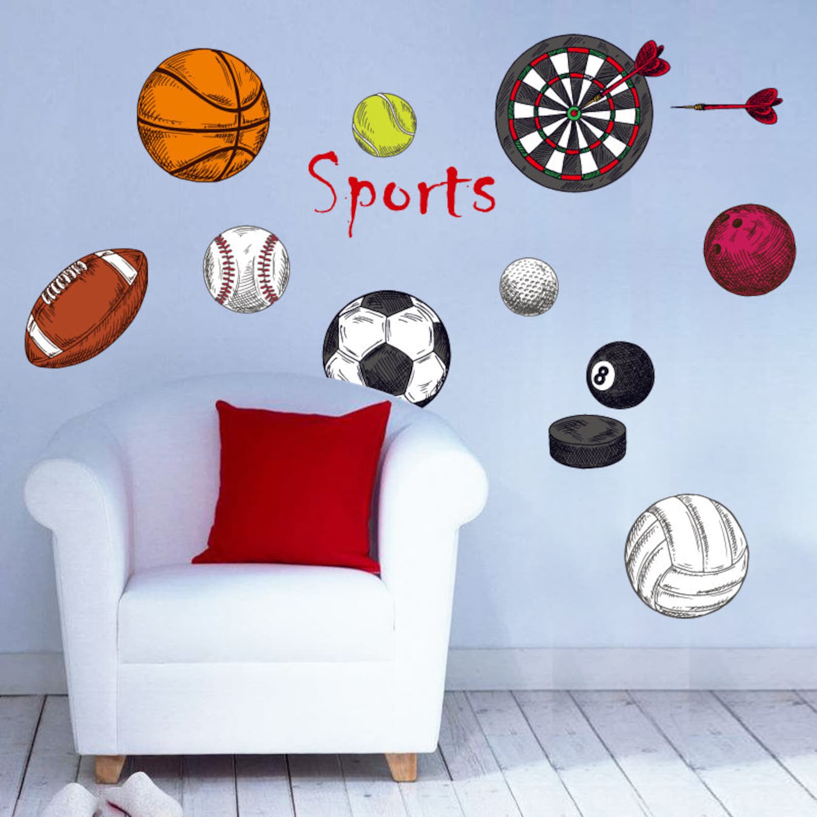 Boys Sports Wall Decals Bedroom Wall Stickers AW7095 Etsy