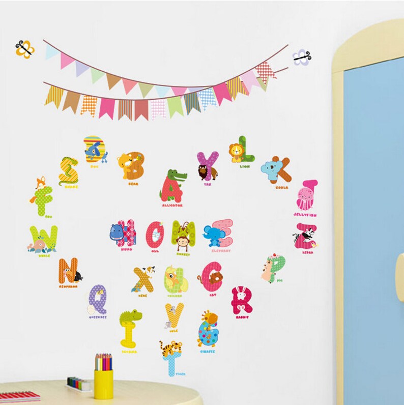 Animal Alphabet Wall Decals for Kids Room AW1312 Etsy Australia